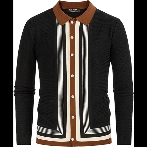 Other - New Mens Classic Striped Collar Sweater Multiple Sizes